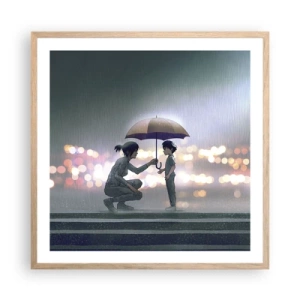 Plakát v rámu světlý dub - A vše je v pořádku - 60x60 cm