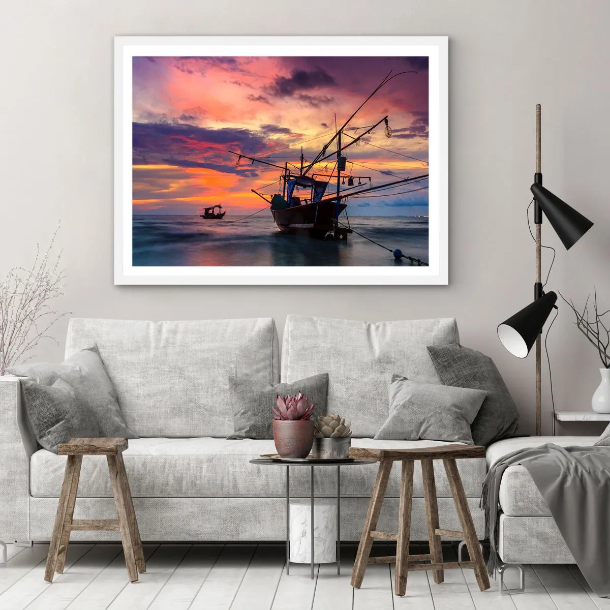 Plakát v bílém rámu - Exotický večer - 91x61 cm