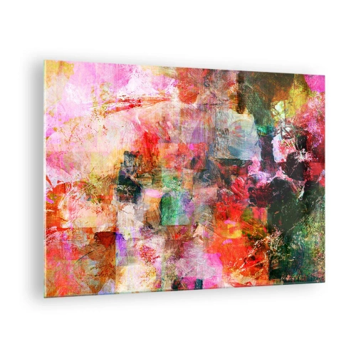 Obraz na skle - Barevná abstrakce s intenzivními barvami - 70x50cm - Cesta růžovou - Moderní nástěnná dekorace do obývacího pokoje a ložnice ARTTOR
