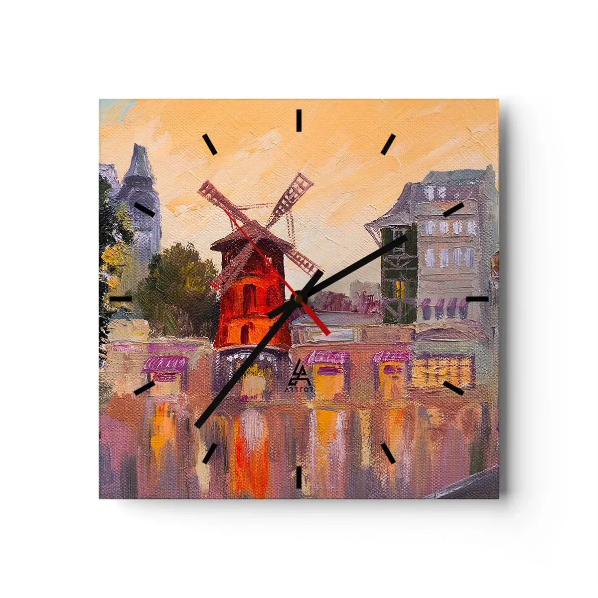 Nástěnné hodiny - Pařížské ikony – Moulin Rouge - 40x40 cm