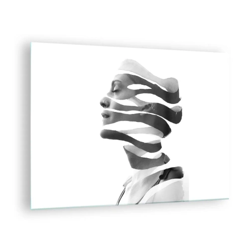 Obraz na skle - Abstraktní kompozice ženského portrétu - 70x50cm - Surrealistický portrét - Moderní nástěnná dekorace do obývacího pokoje a ložnice ARTTOR