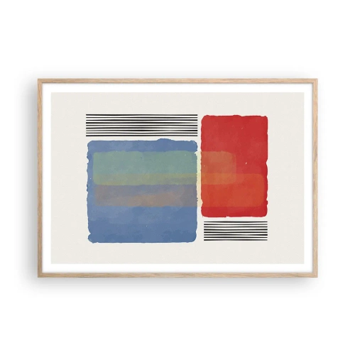 Plakát v rámu světlý dub - Duch a písmeno geometrie - 100x70 cm