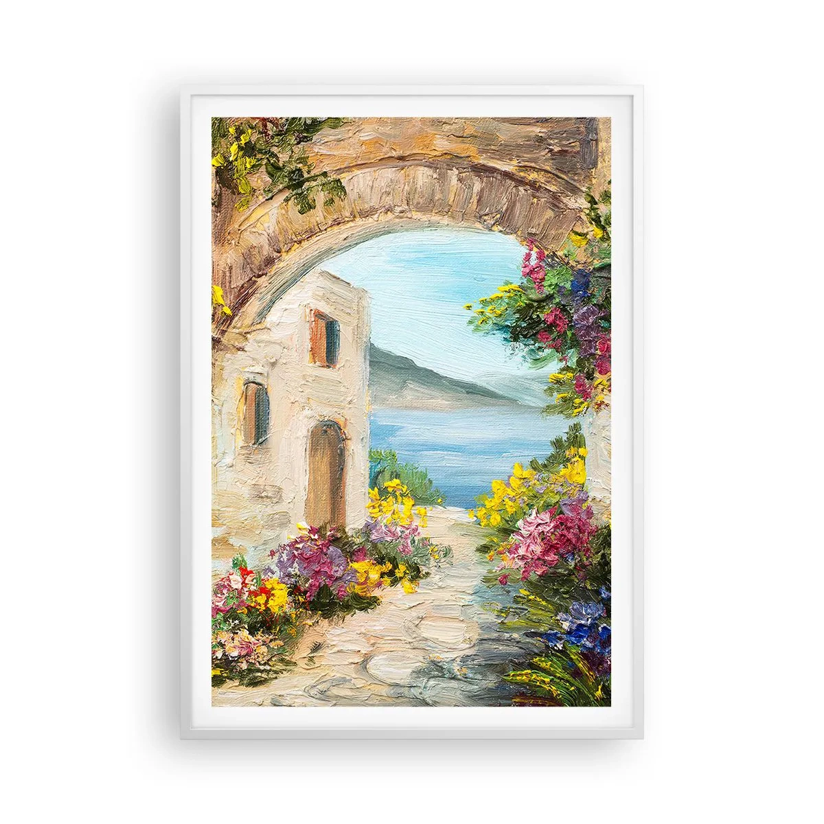 Plakát v bílém rámu - Půvab pobřežní krajiny - 70x100 cm