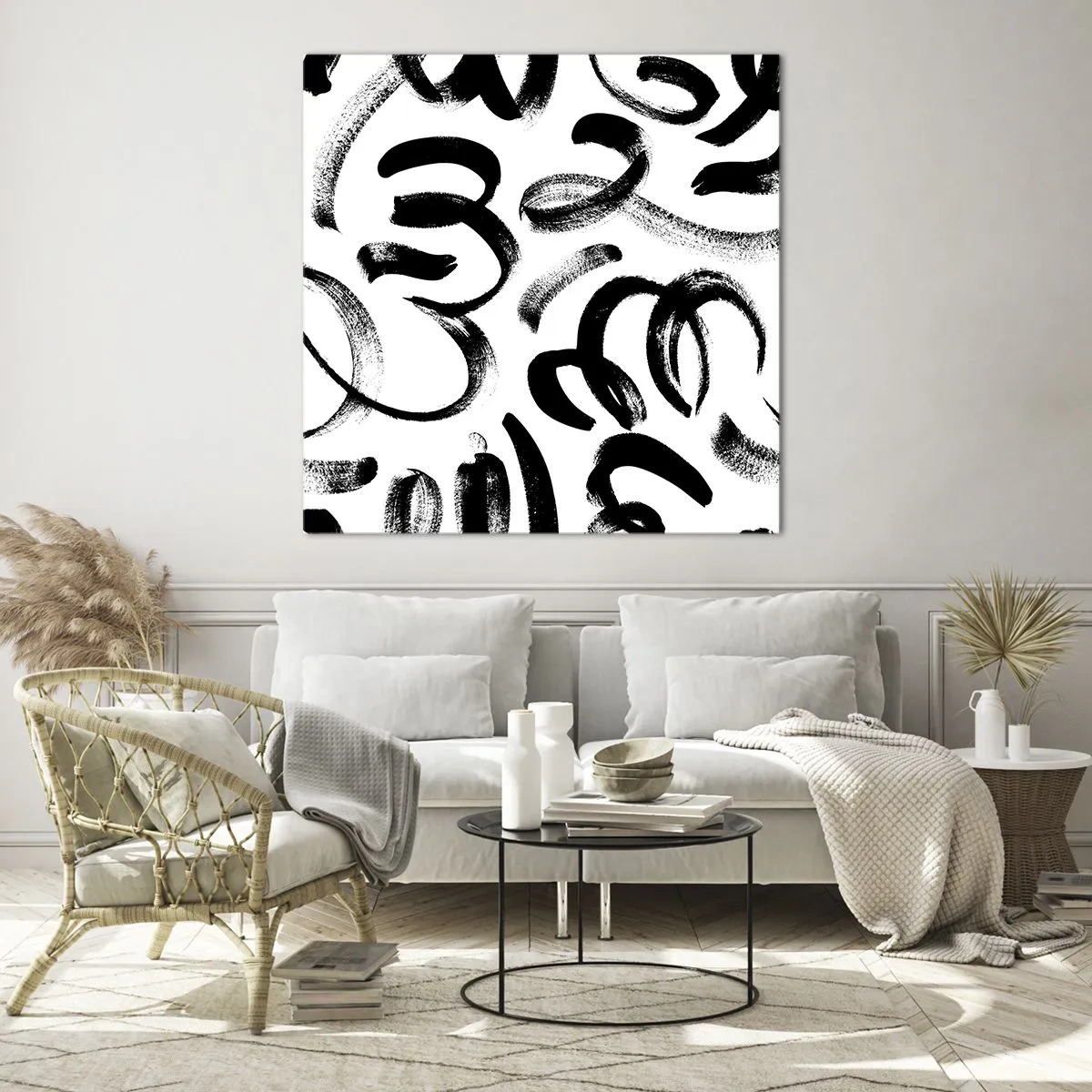 Obraz na skle - Černé na bílém - 60x60 cm
