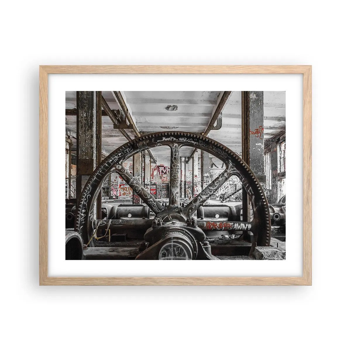 Plakát v rámu světlý dub - Tajný život továrny - 50x40 cm