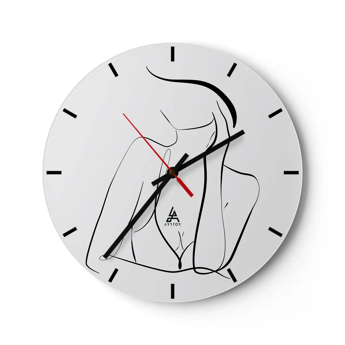 Nástěnné hodiny - Minimalistický obrys ženské siluety - 30x30cm - Na vlně snů - Moderní nástěnná dekorace do obývacího pokoje, kuchyně a ložnice ARTTOR