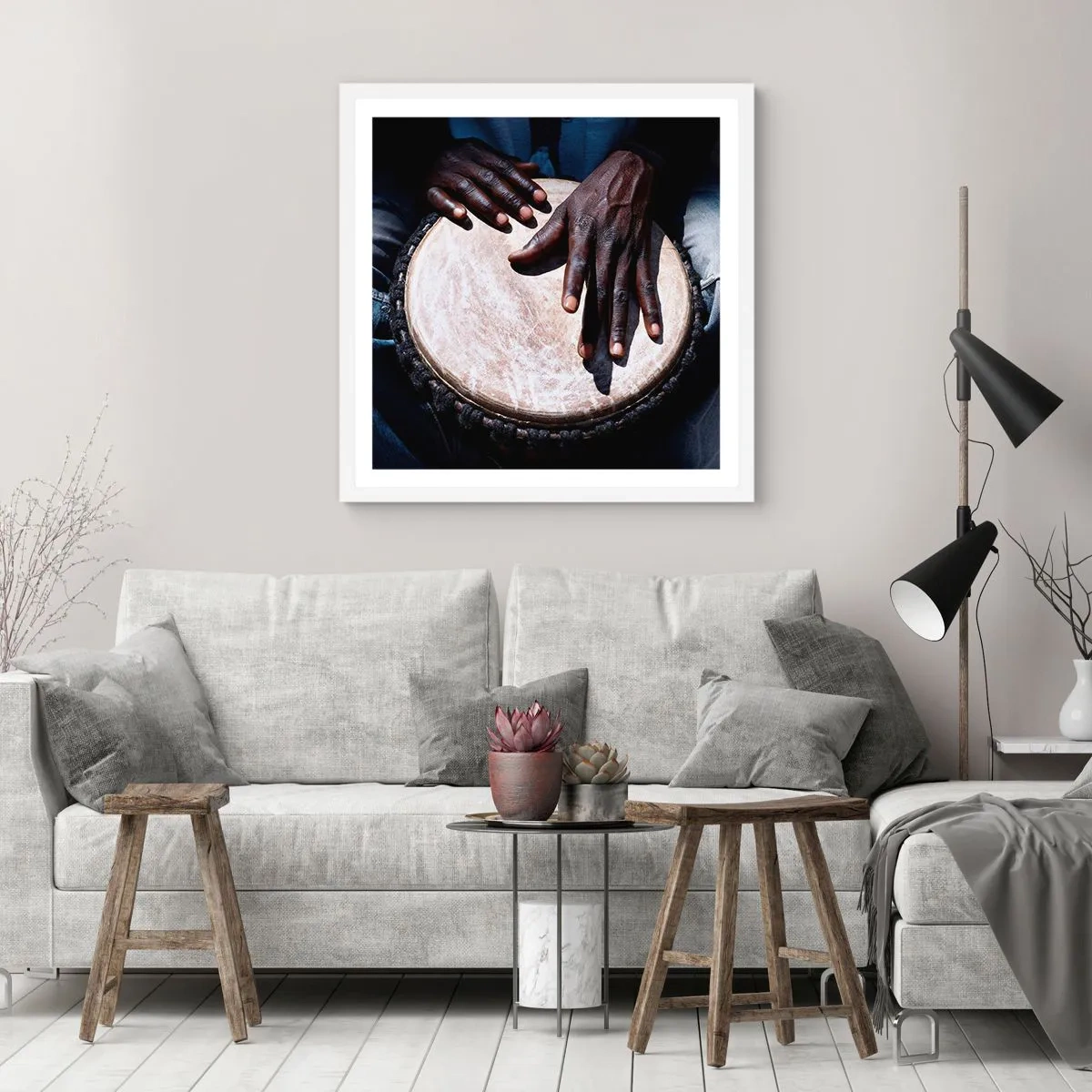 Plakát v bílém rámu - Žijte ve svém rytmu - 60x60 cm