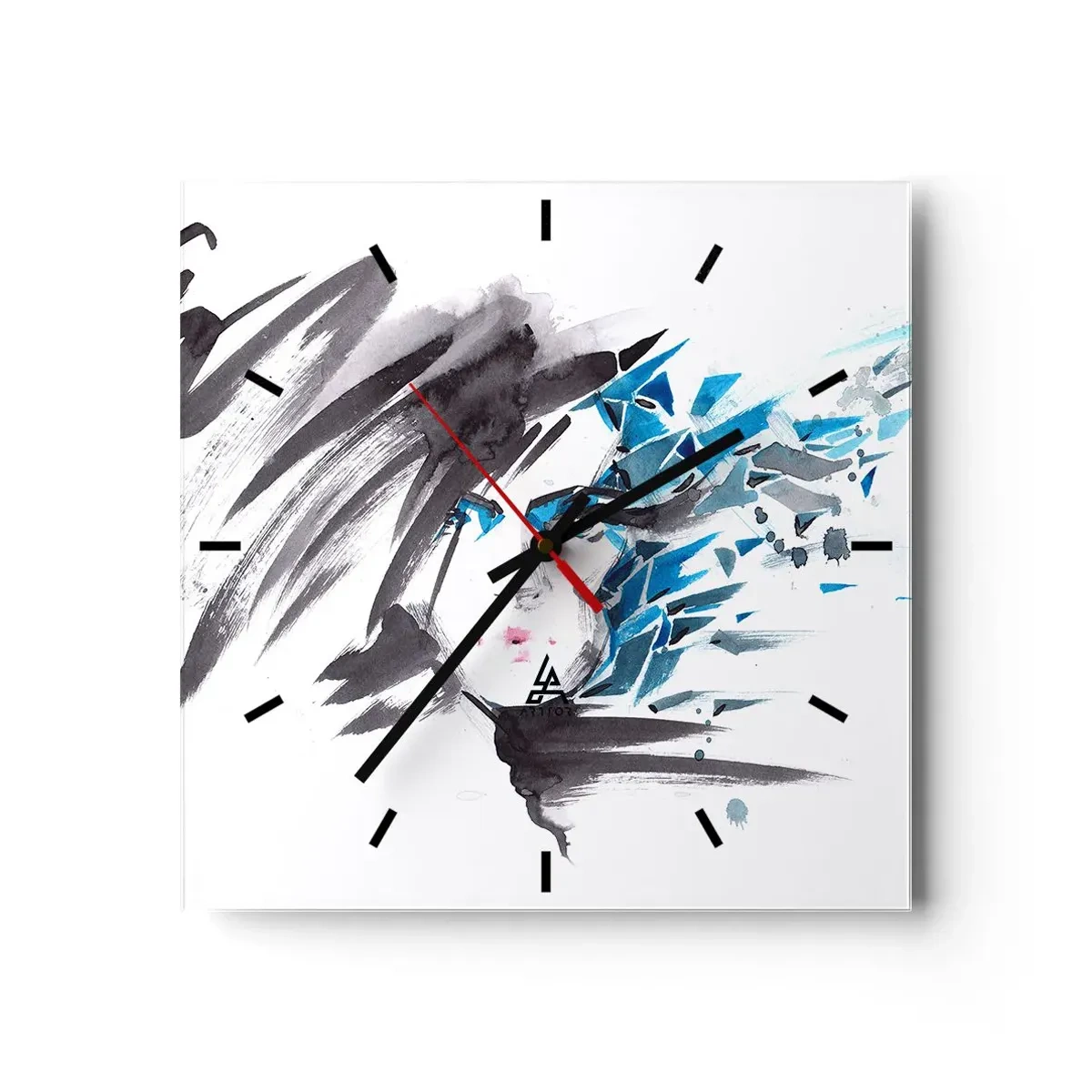 Nástěnné hodiny - Smyslný portrét v šedé a modré - 40x40 cm