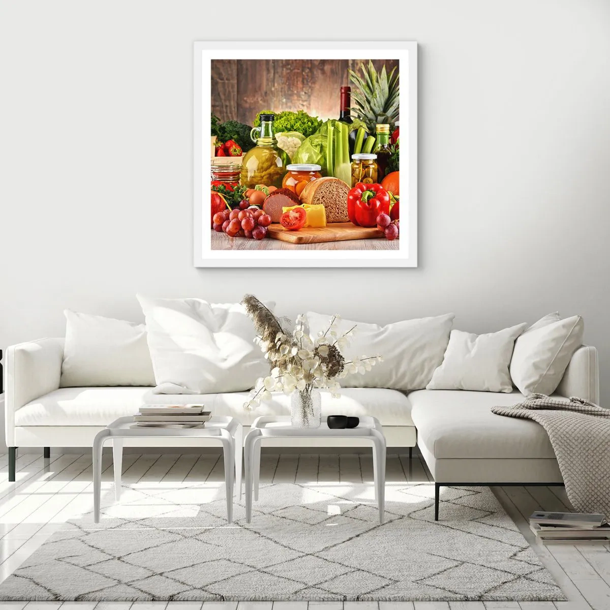 Plakát v bílém rámu - Uzené, pečené, marinované - 60x60 cm