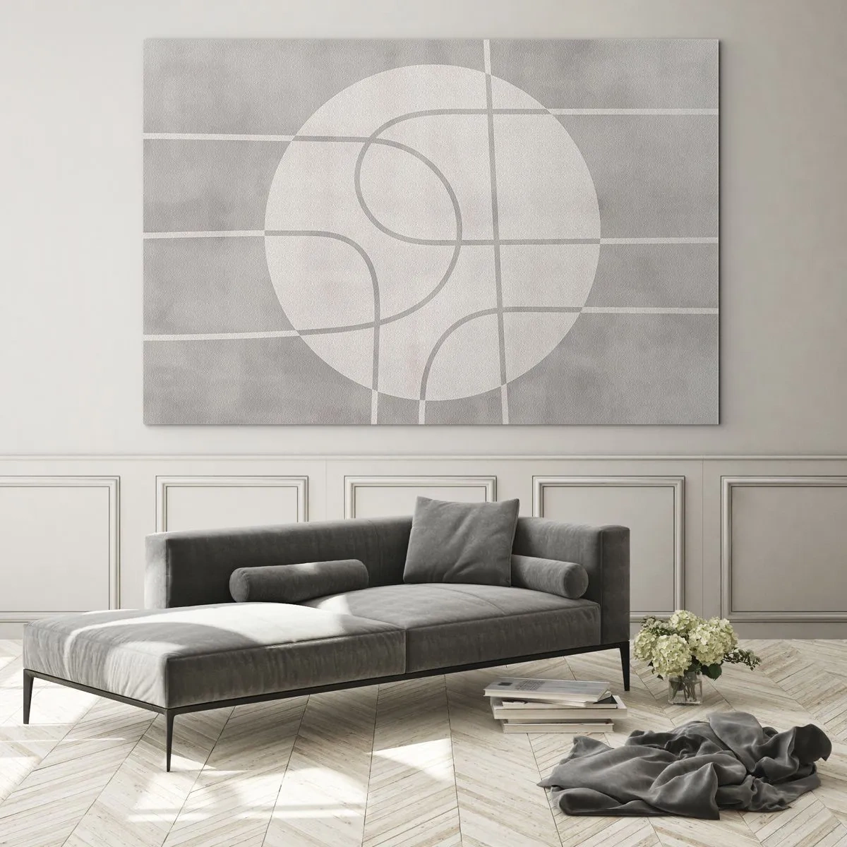 Obraz na skle - Kruhově a přímo - 100x70 cm