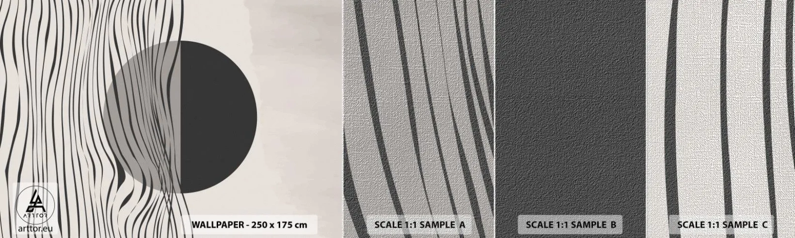 Vzor Fototapety Premium Canvas - Poloviční kompozice - Abstrakce, Kus, Černý a bílý - 100x30 cm