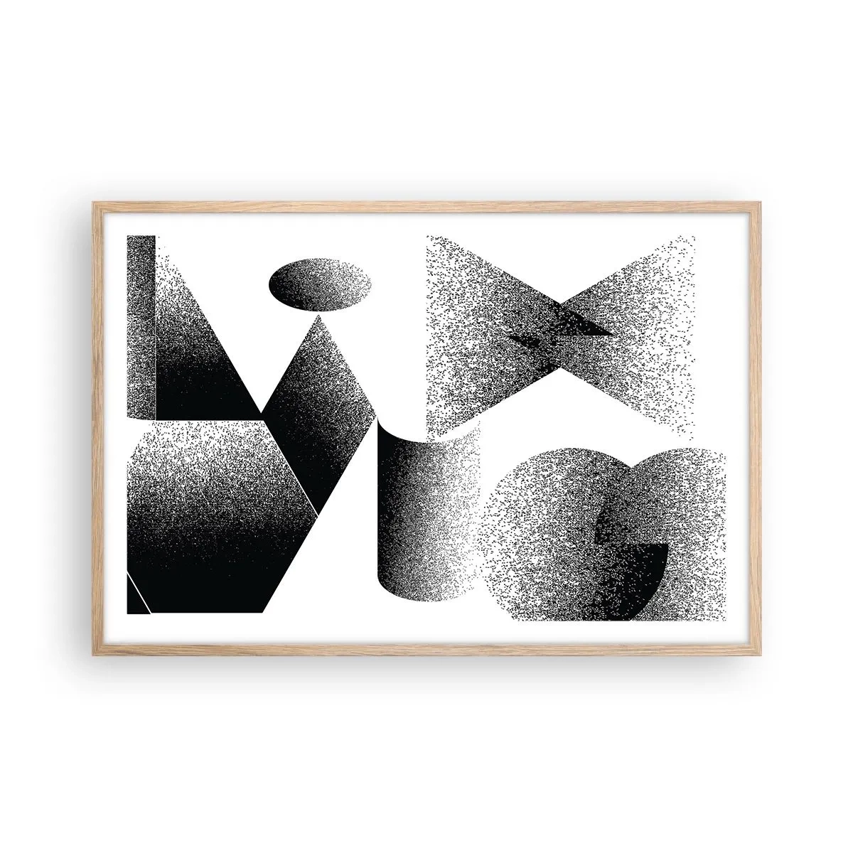 Plakát v rámu světlý dub - Úhly a ovály - 91x61 cm