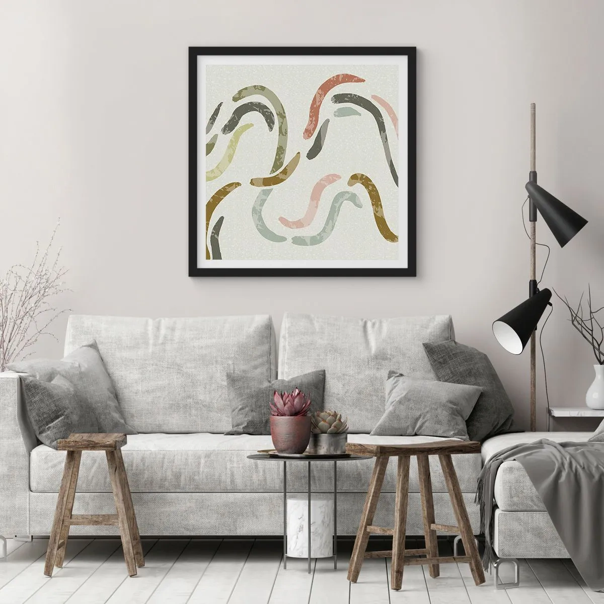 Plakát v černém rámu - Radostný tanec abstrakce - 60x60 cm