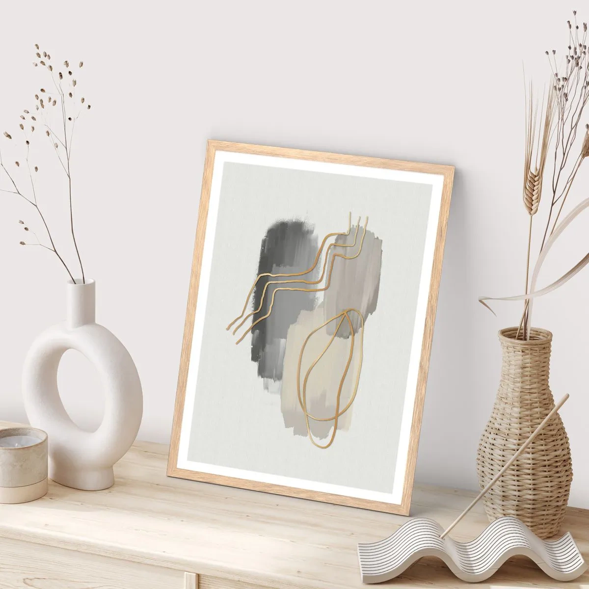 Plakát v rámu světlý dub - Trvání a pohyb - 61x91 cm