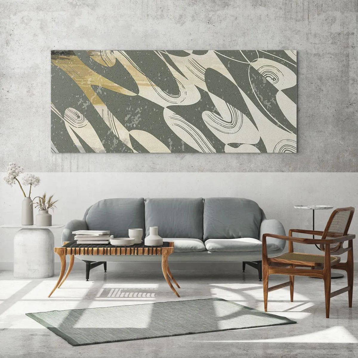 Obraz na skle - Rytmizovaná abstrakce - 100x40 cm