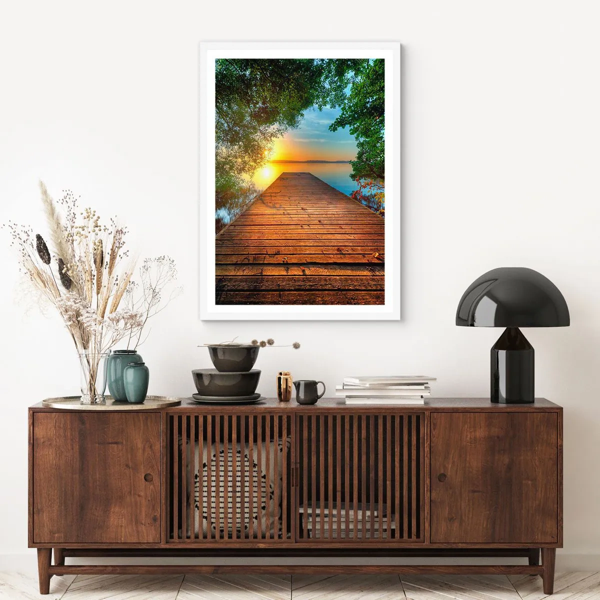 Plakát v bílém rámu - Nespěchej, posaď se - 70x100 cm