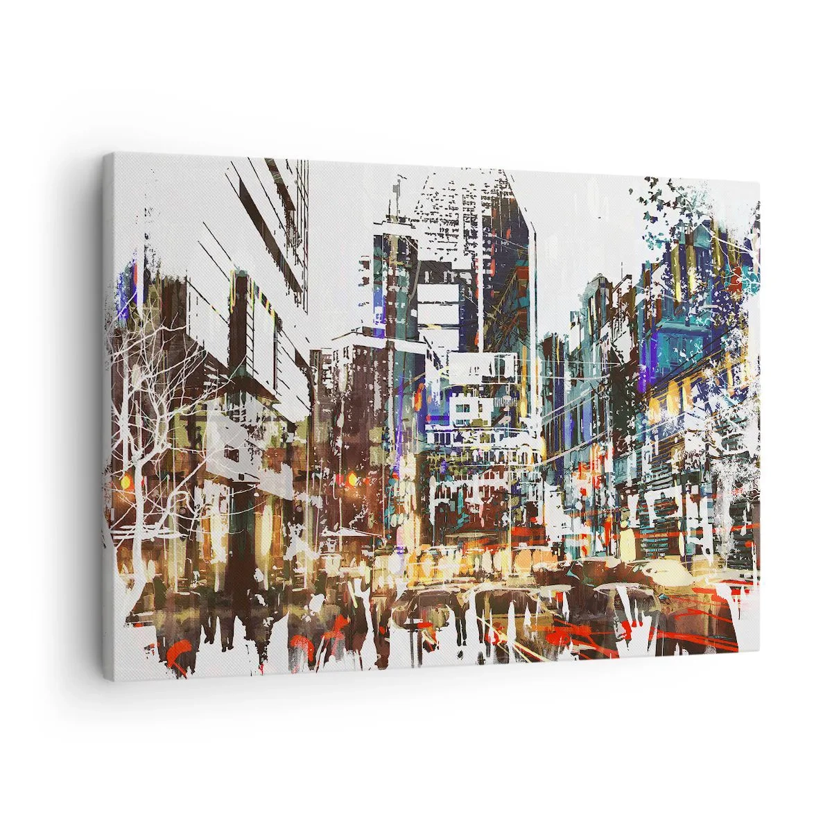Obraz na plátně - Moderní městská krajina v uměleckém stylu - 70x50cm - Třpytivé město - Moderní nástěnná dekorace do obývacího pokoje a ložnice ARTTOR