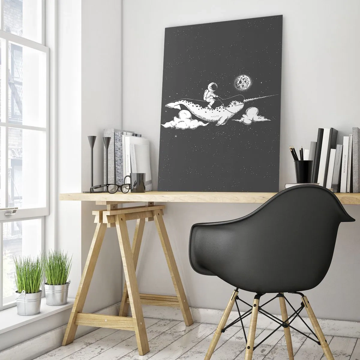 Obraz na skle - Vesmírný jezdec - 80x120 cm