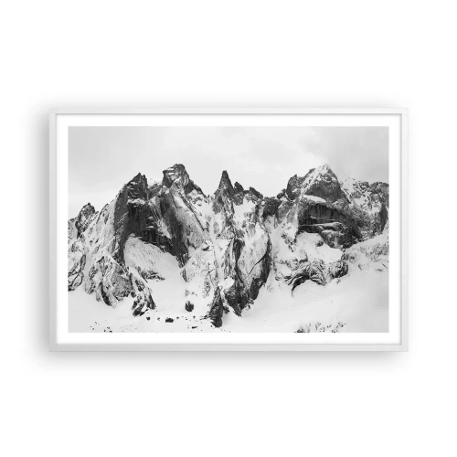 Plakát v bílém rámu - Hrozivý žulový hřeben - 91x61 cm