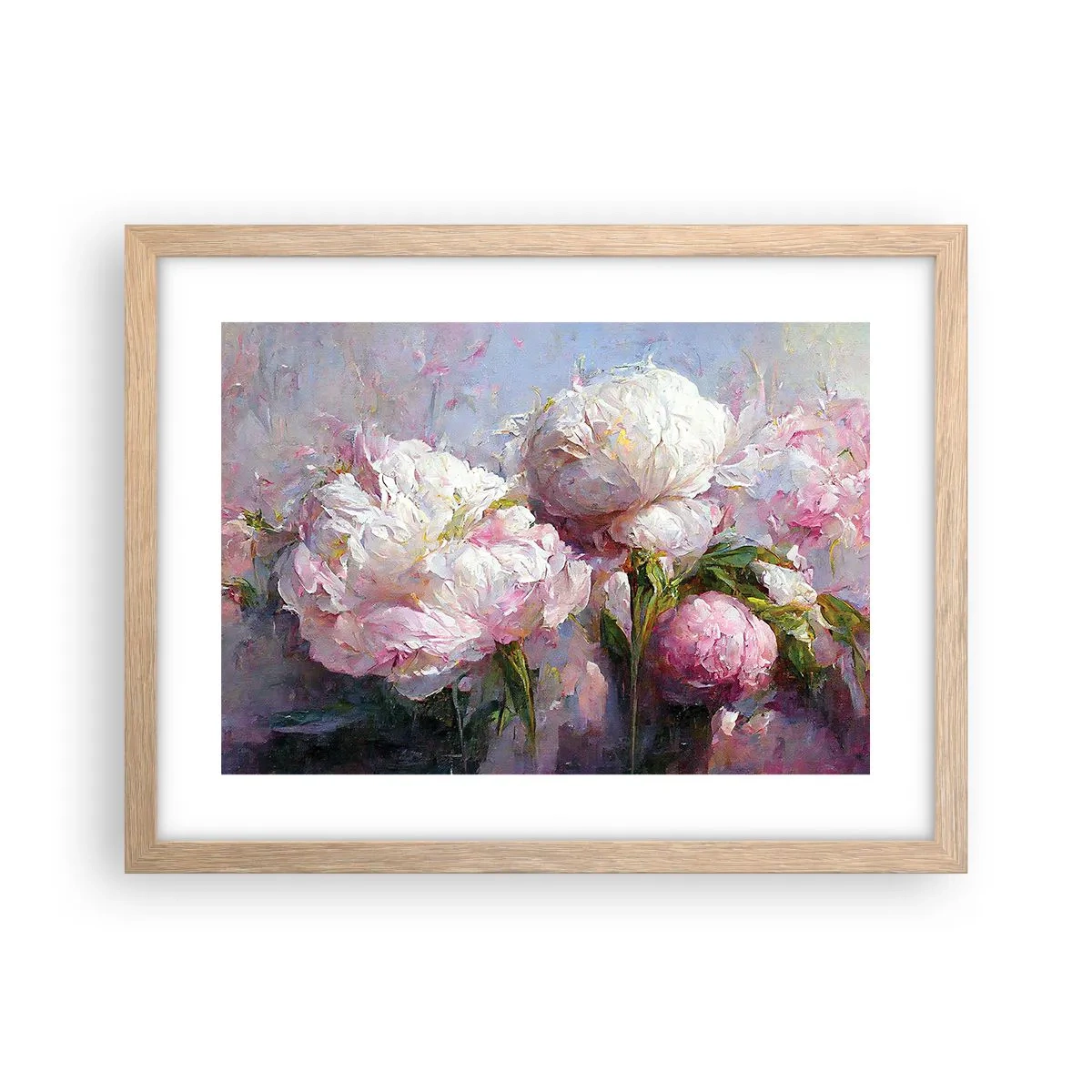 Plakát v rámu světlý dub - Kytice překypující životem - 40x30 cm