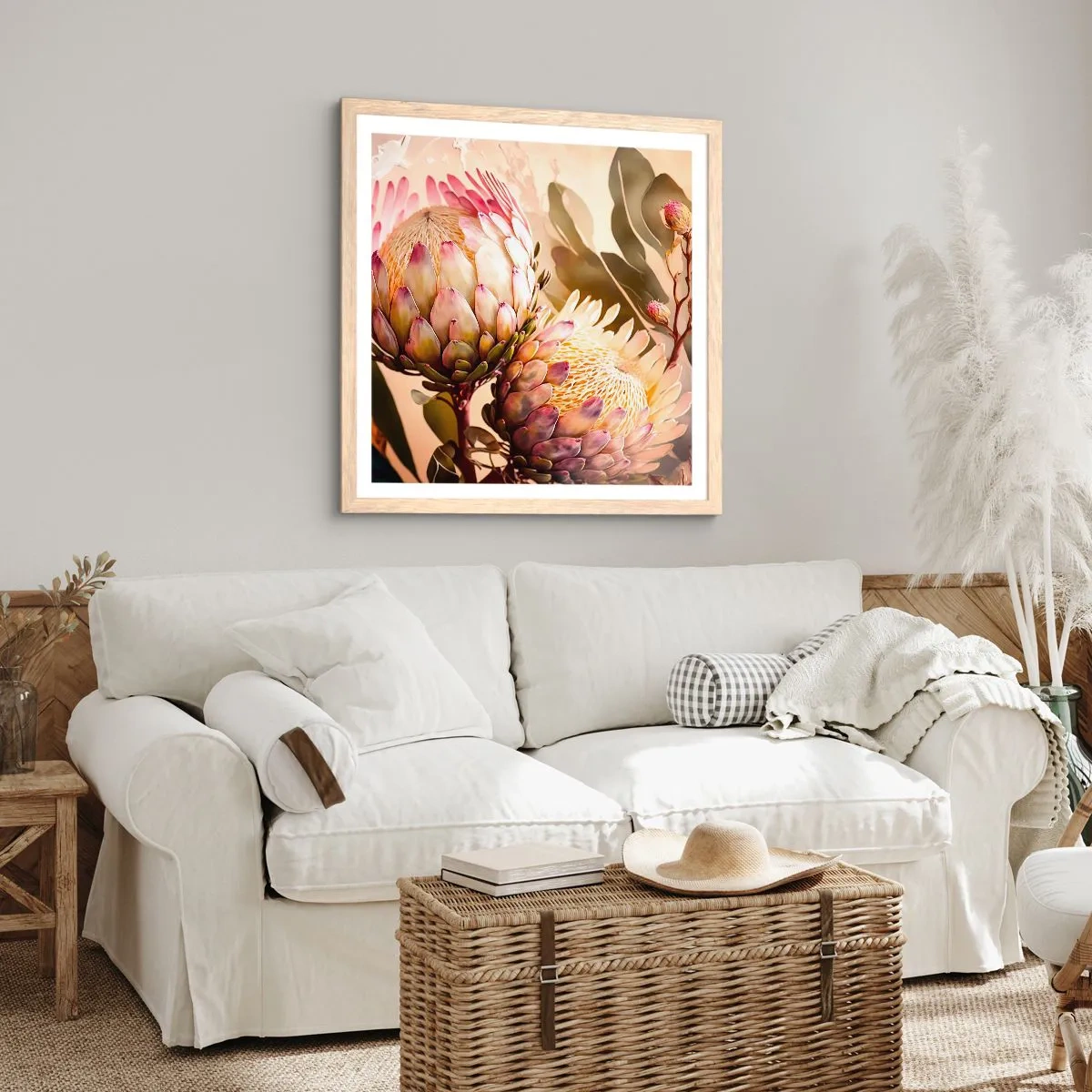 Plakát v rámu světlý dub - Něžně objaté - 60x60 cm