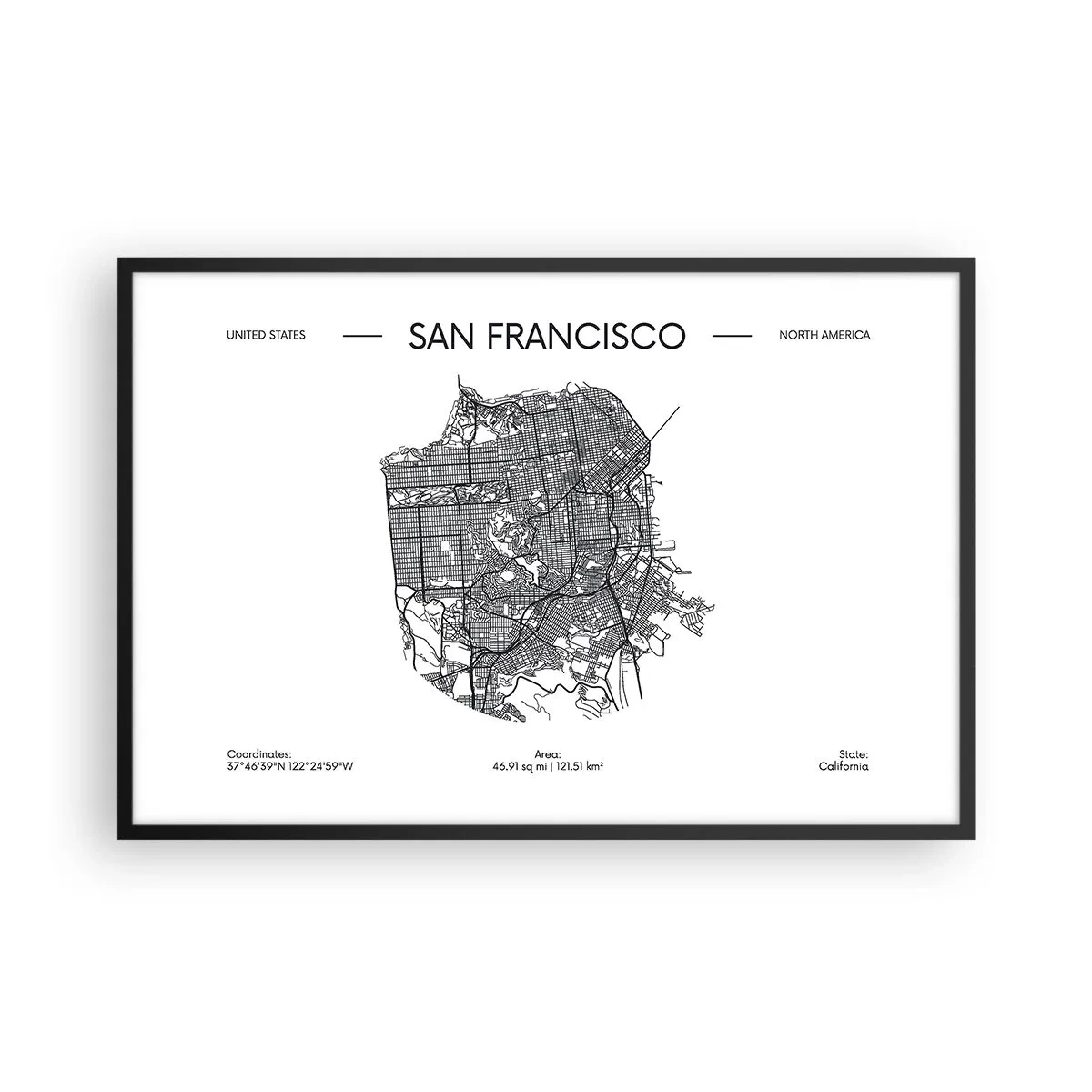 Plakát v černém rámu - Anatomie San Francisca - 91x61 cm