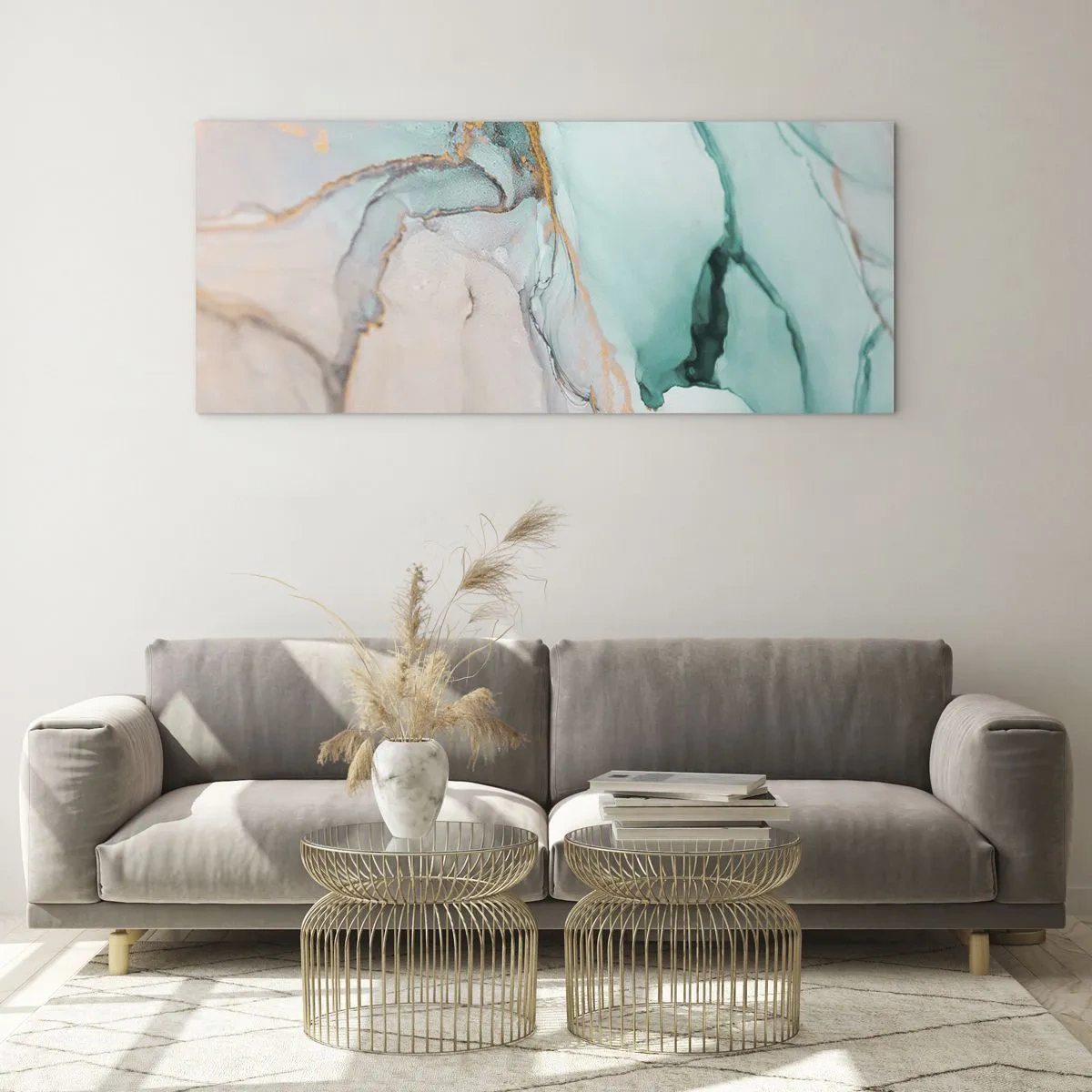 Obraz na skle - Tanec tvarů a barev - 100x40 cm