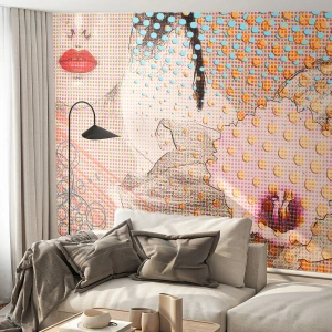 Fototapeta Samolepicí Deluxe Sticker - Komiksový heroin - Abstrakce, ženská tvář, Kus - 350x256 cm