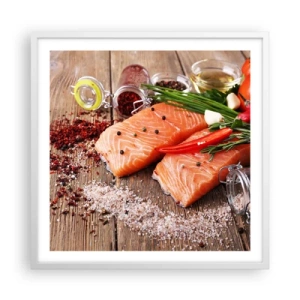 Plakát v bílém rámu - Norské dobrodružství v kuchyni - 60x60 cm