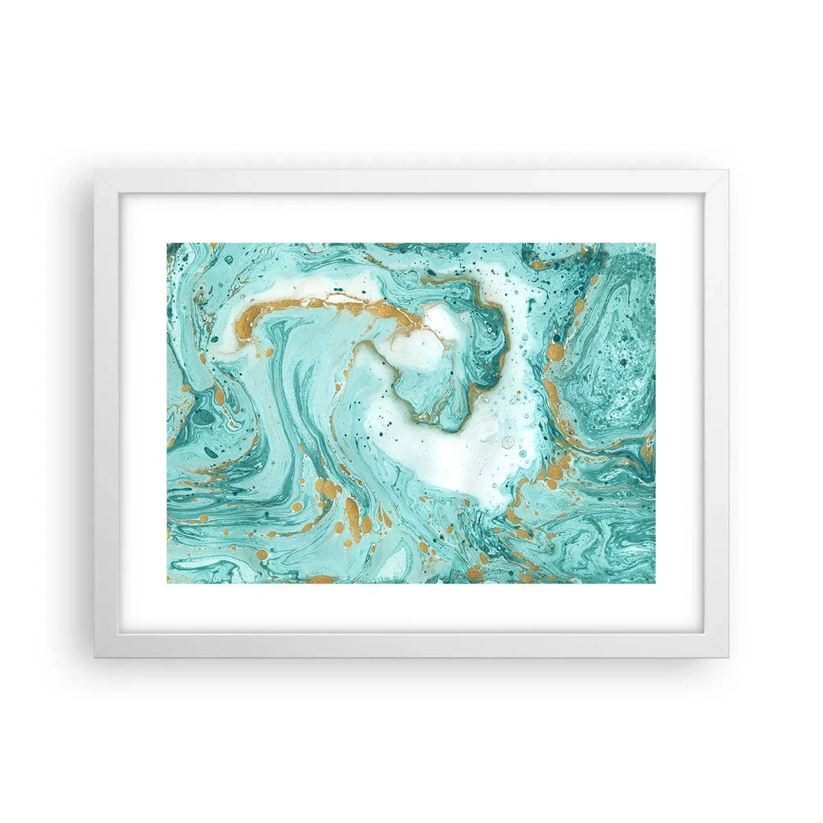 Plakát v bílém rámu - Pod velkou vlnou z epochy Edo - 40x30 cm