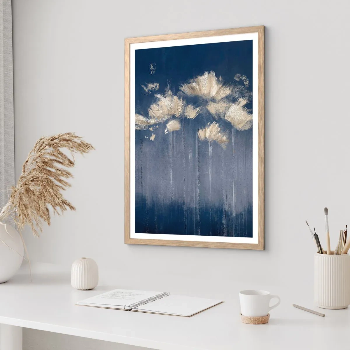 Plakát v rámu světlý dub - Jako okvětní lístky ve větru - 70x100 cm