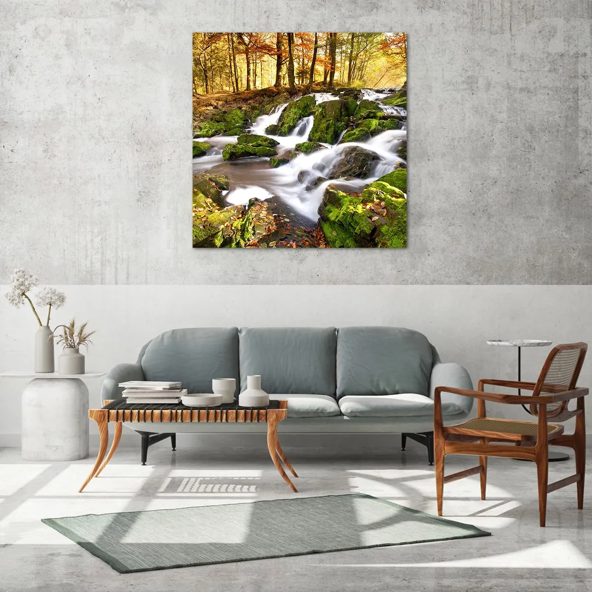 Obraz na skle - Chvatem podzimním lesem - 70x70 cm