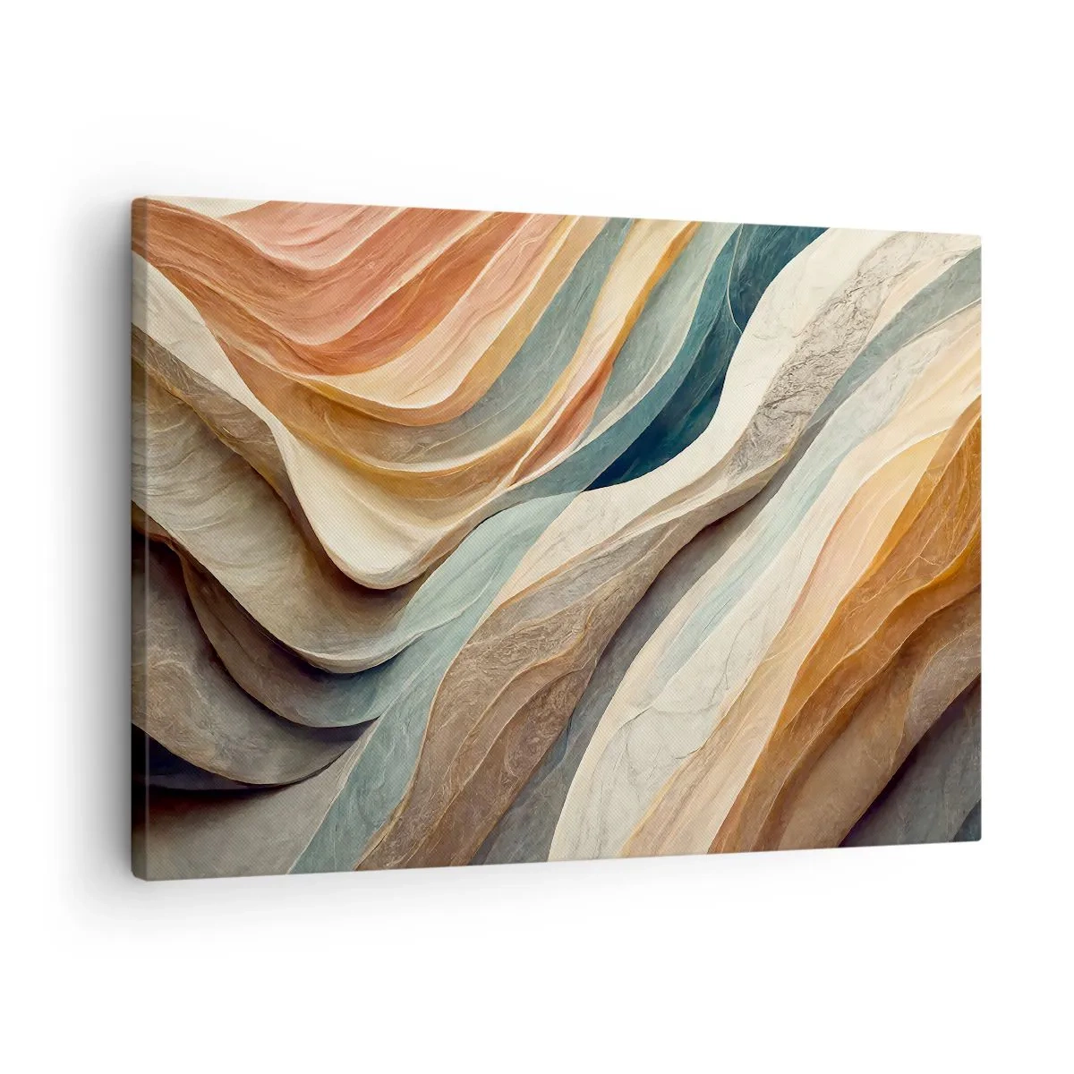 Obraz na plátně - Abstraktní vlny v pastelových odstínech - 70x50cm - Okamžik před změnou - Moderní nástěnná dekorace do obývacího pokoje a ložnice ARTTOR