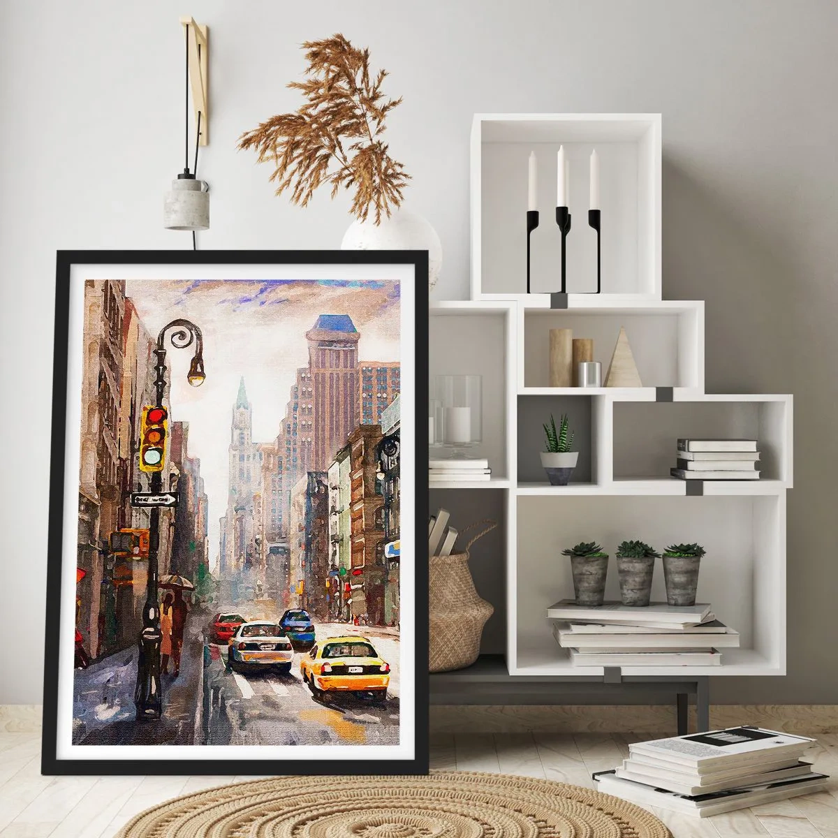 Plakát v černém rámu - New York – barevný i v dešti - 40x50 cm