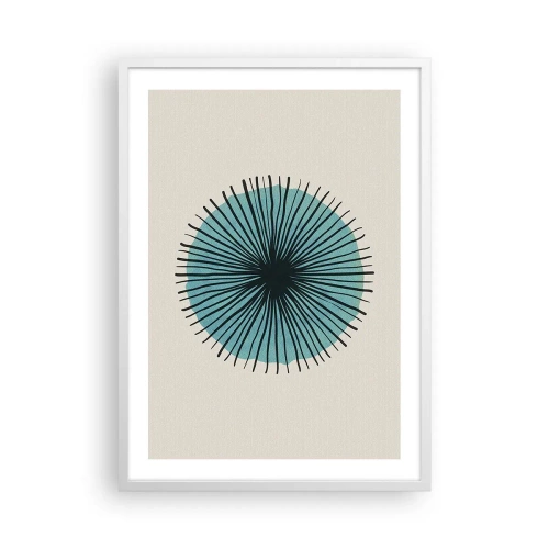 Plakát v bílém rámu - Zářící modrá - 50x70 cm