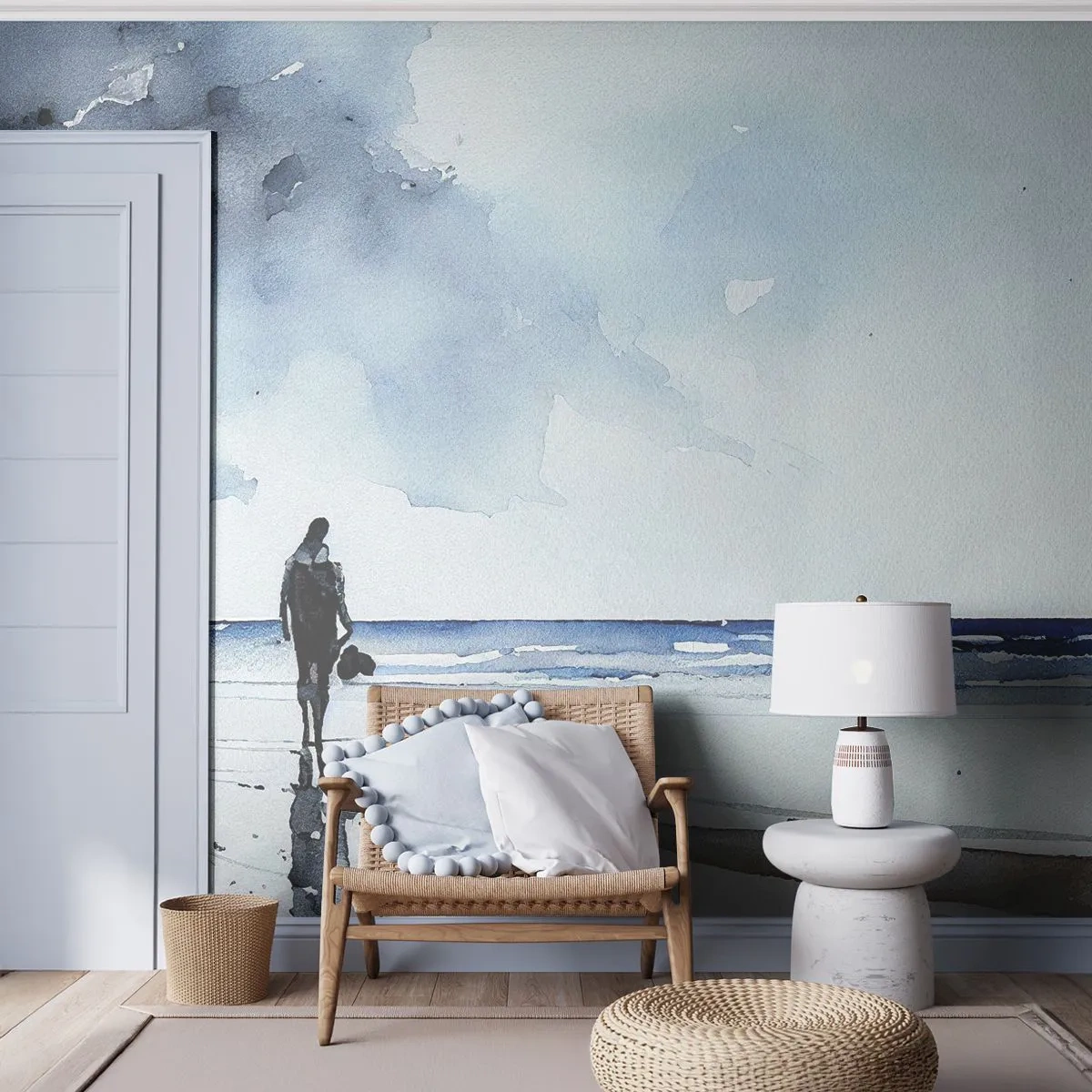 Fototapeta Premium Canvas - Rozhovor s mořem - Osamělý, Muž, Pobřeží - 250x175 cm
