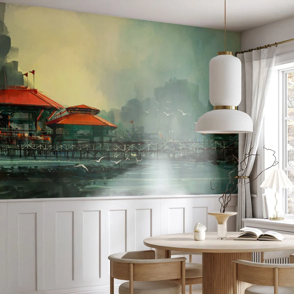 Fototapeta Samolepicí Deluxe Sticker - Slunečný den v přístavu - Přístavní město, Architektura, Moře - 450x315 cm