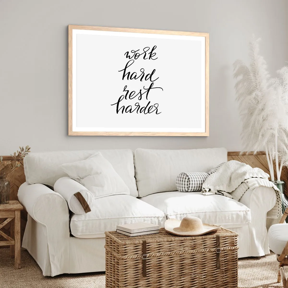 Plakát v rámu světlý dub - Životní rovnováha - 100x70 cm