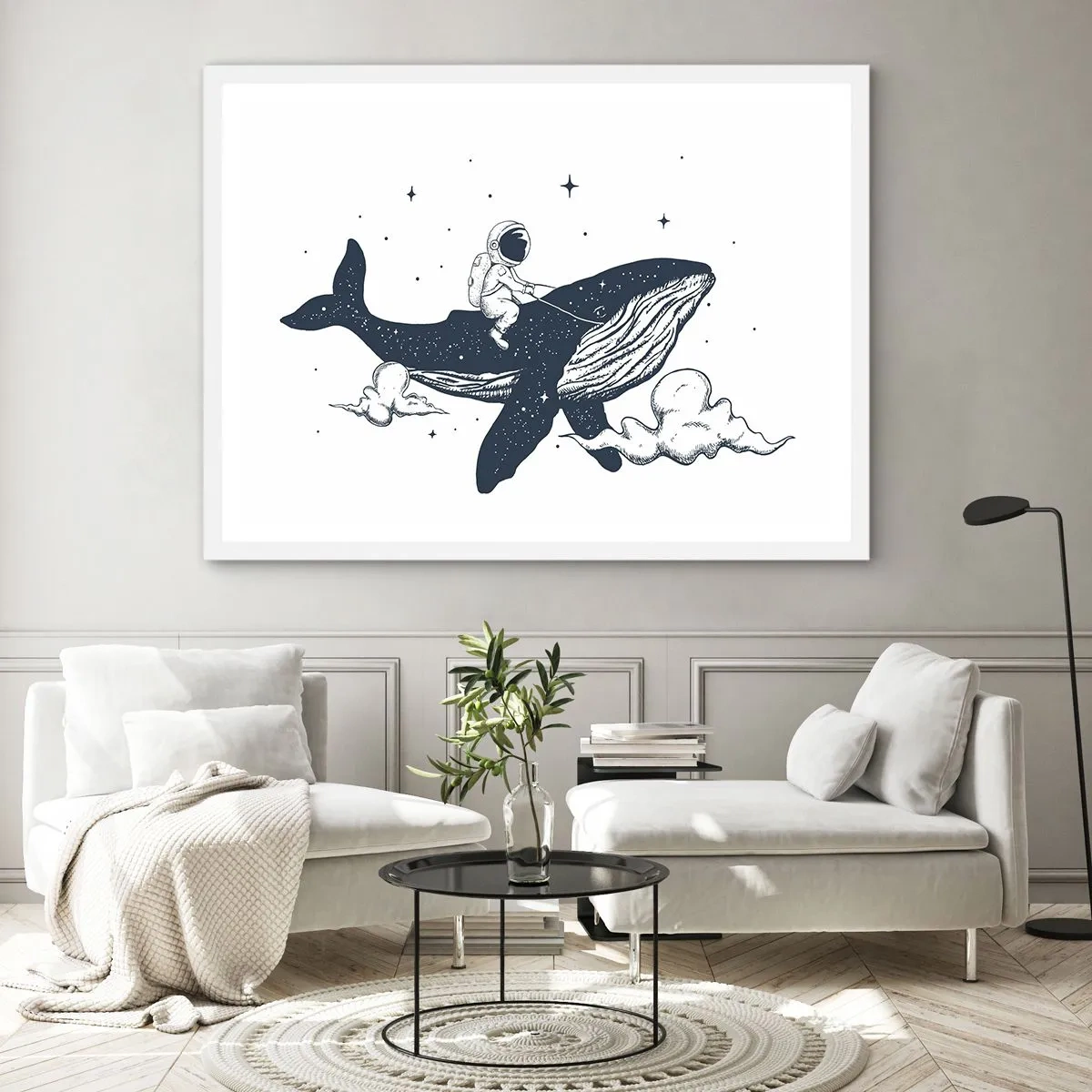 Plakát v bílém rámu - Vesmírné dobrodružství - 100x70 cm