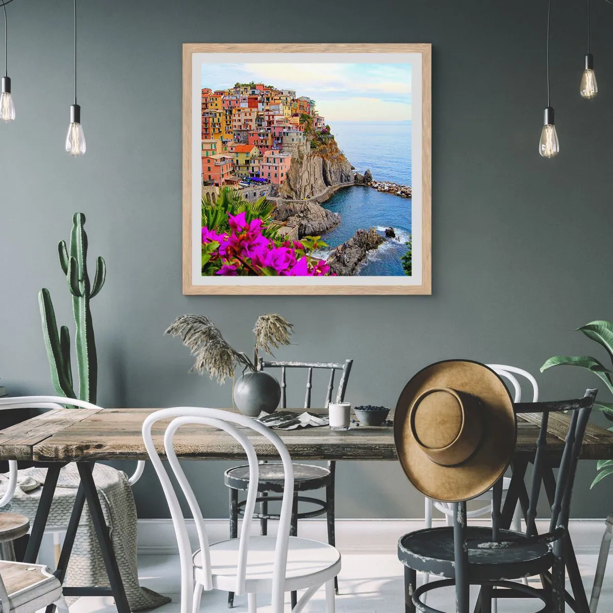 Plakát v rámu světlý dub - Usměvavé město - 30x30 cm