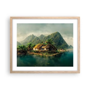 Plakát v rámu světlý dub - Tropický ráj - 50x40 cm