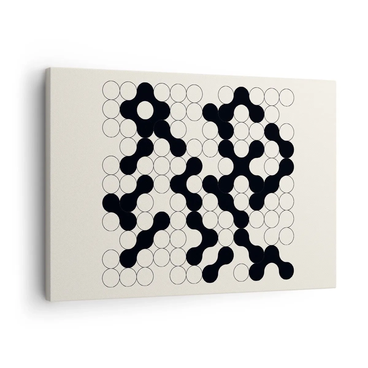 Obraz na plátně - Černobílé vzory s kruhy na světlém pozadí - 70x50cm - Čínská hra – variace - Moderní nástěnná dekorace do obývacího pokoje a ložnice ARTTOR