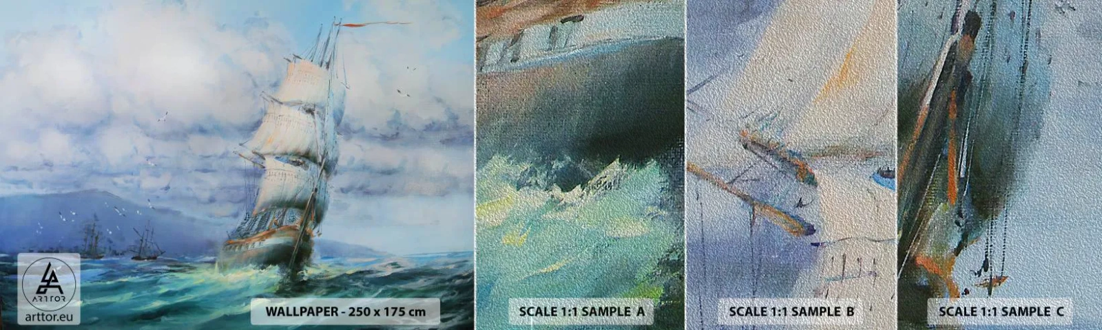 Vzor Fototapety Premium Sand - Šťastnou cestu - Plachetnice, Moře, plachtění - 100x30 cm