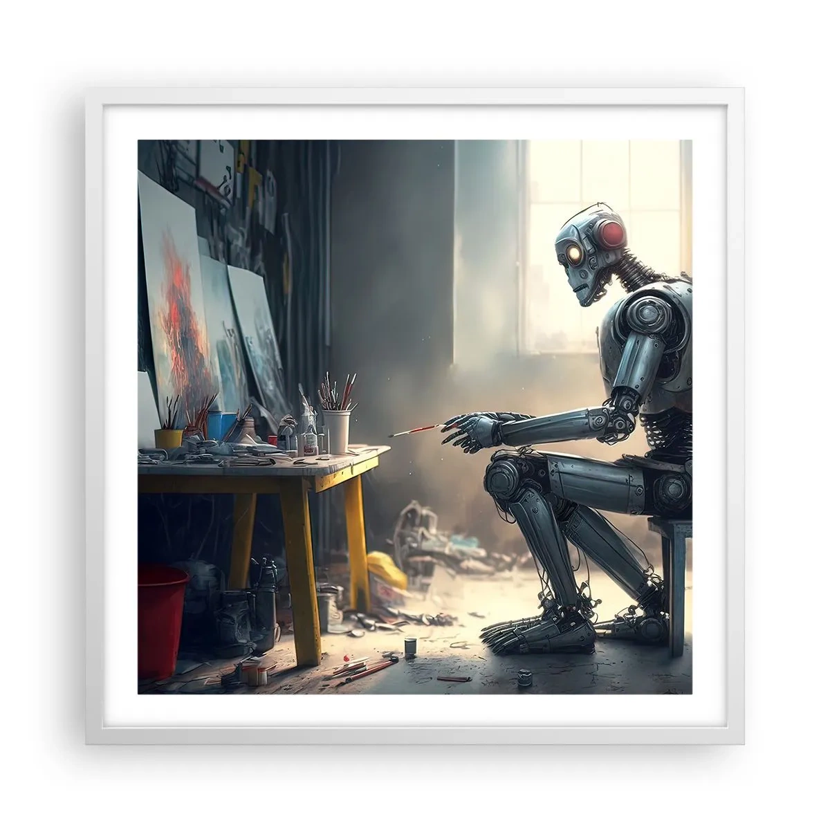 Plakát v bílém rámu - Akt stvoření - 60x60 cm