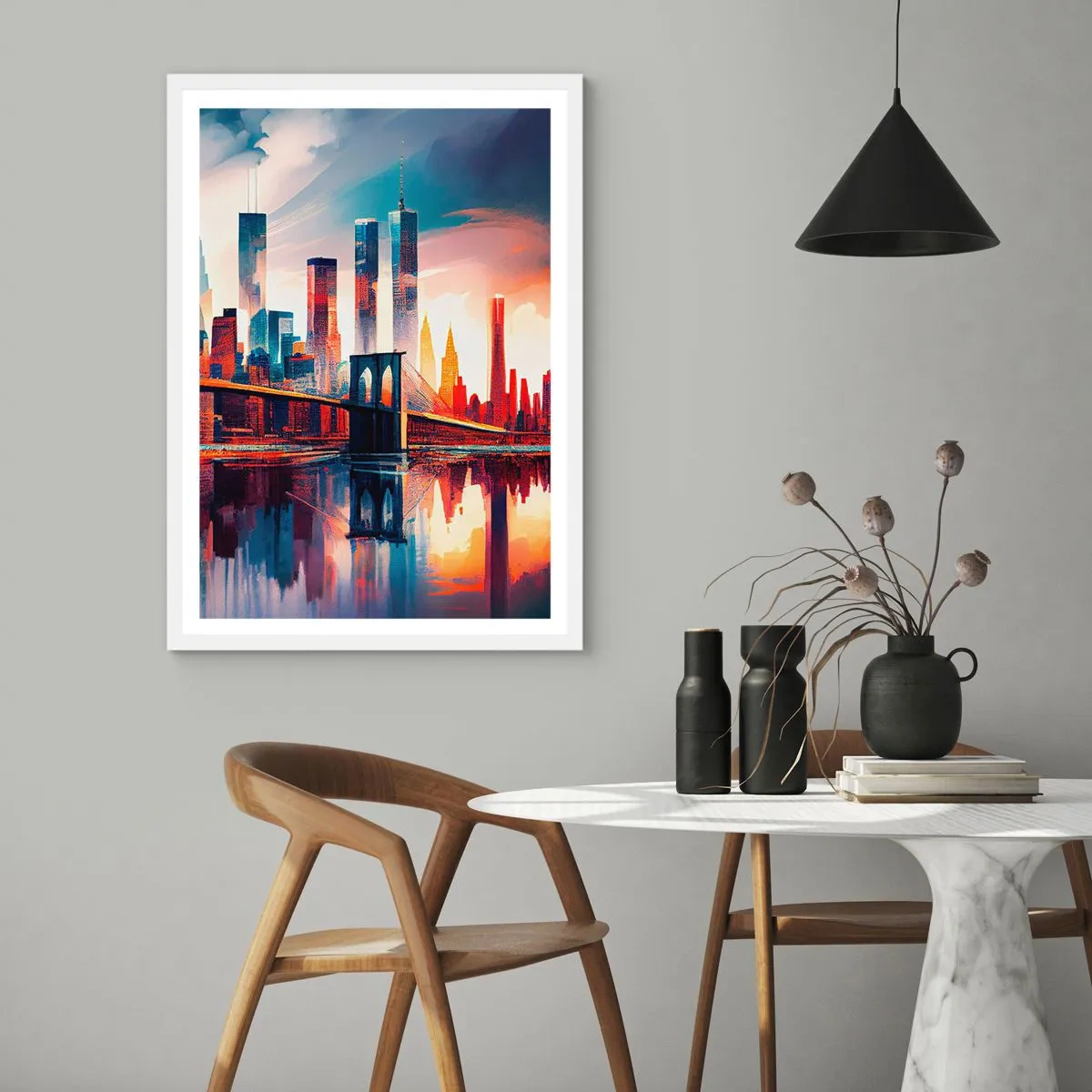 Plakát v bílém rámu - Famózní New York - 50x70 cm
