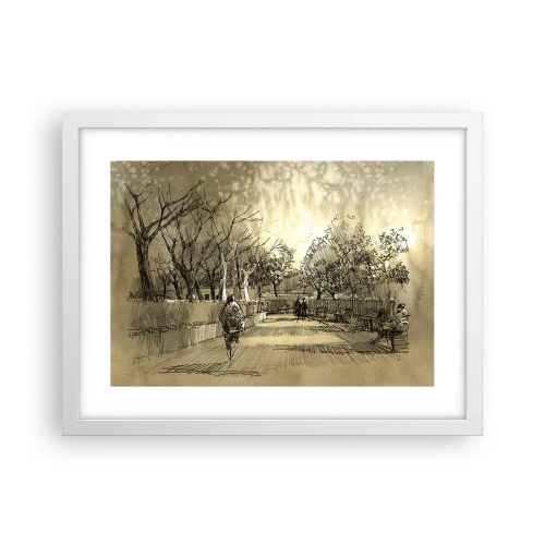 Plakát v bílém rámu - Pírkem zastavený okamžik - 40x30 cm