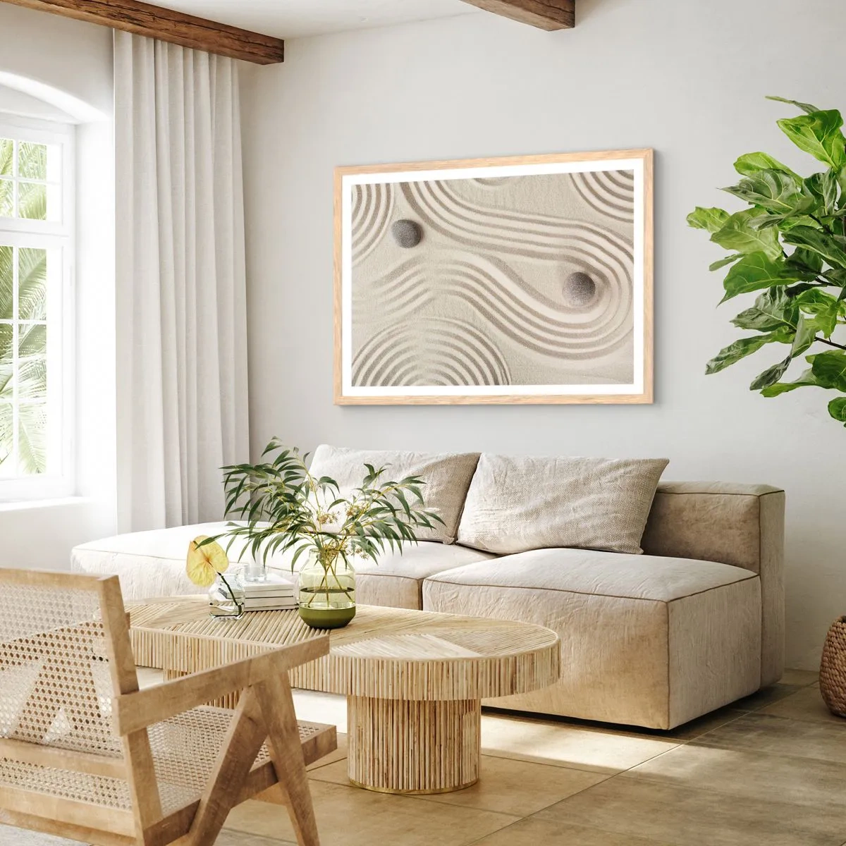 Plakát v rámu světlý dub - Dotek tepla - 70x50 cm