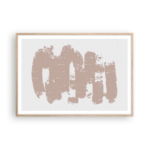 Plakát v rámu světlý dub - Abstrakce v jemné růžové - 100x70 cm