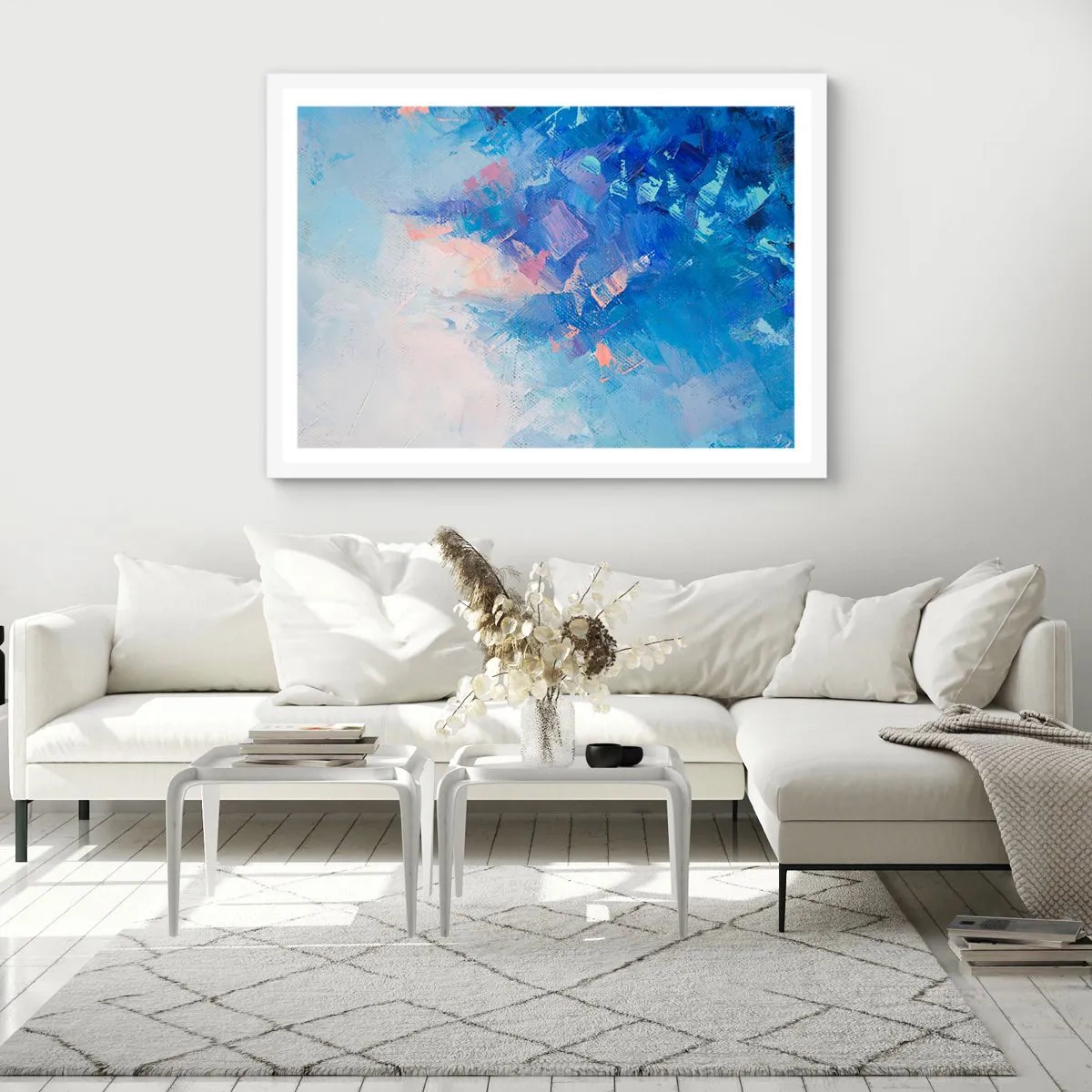 Plakát v bílém rámu - Zimní abstrakce - 91x61 cm