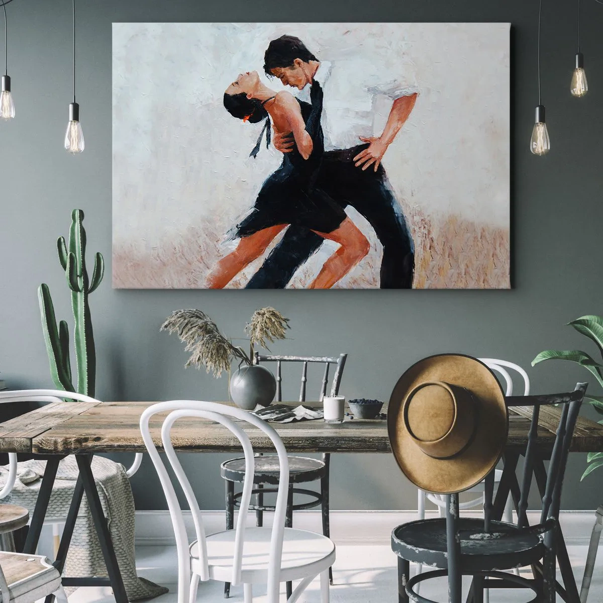 Obraz na plátně - Pár tančící v elegantním a smyslném záběru - 70x50cm - Tango mých tužeb a snů - Moderní nástěnná dekorace do obývacího pokoje a ložnice ARTTOR